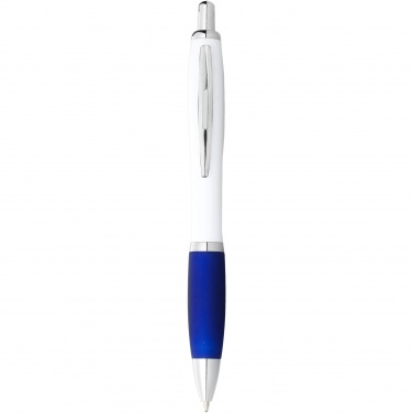 Logo trade promotional giveaways image of: Nash ballpoint pen with white barrel and coloured grip