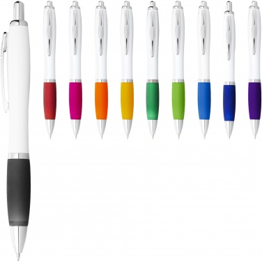 Logotrade promotional product image of: Nash ballpoint pen with white barrel and coloured grip