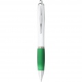 Nash ballpoint pen with white barrel and coloured grip, White / Green