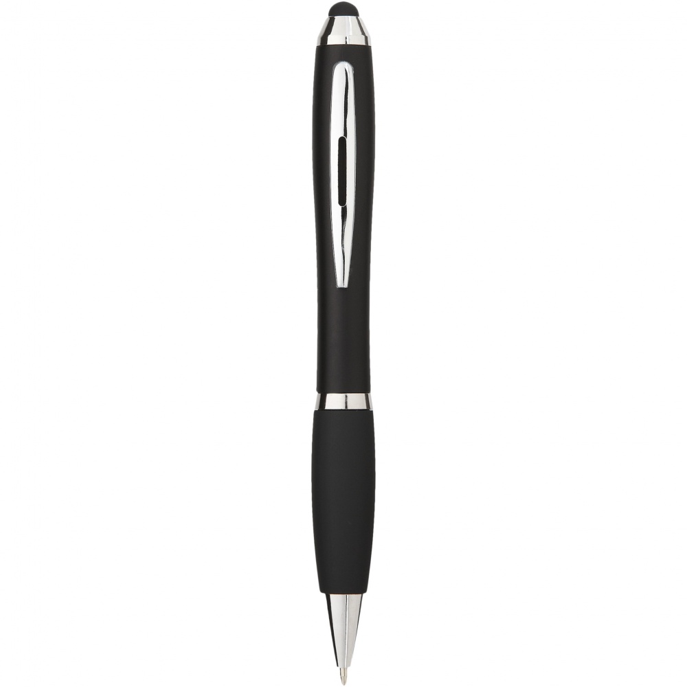 Logo trade corporate gifts image of: Nash coloured stylus ballpoint pen with black grip