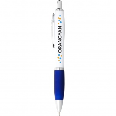 Logo trade corporate gifts image of: Nash ballpoint pen white barrel and coloured grip