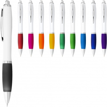 Logotrade corporate gift picture of: Nash ballpoint pen white barrel and coloured grip