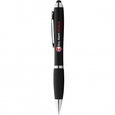 Logotrade promotional product picture of: Nash coloured stylus ballpoint pen with black grip