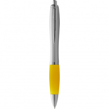 Logo trade corporate gifts image of: Nash ballpoint pen silver barrel and coloured grip