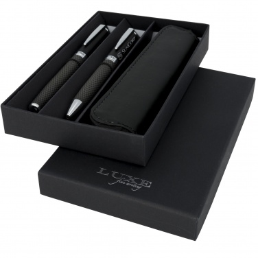 Logo trade promotional product photo of: Carbon duo pen gift set with pouch