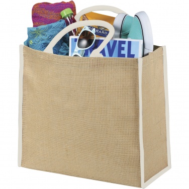 Logo trade promotional merchandise image of: Harry coloured edge jute tote bag 25L
