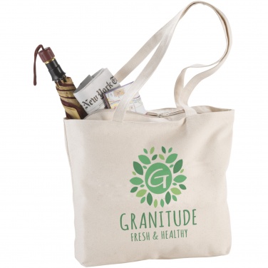 Logotrade corporate gift image of: Ningbo 320 g/m² zippered cotton tote bag 15L