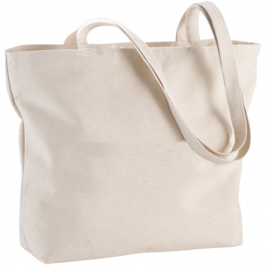 Logo trade promotional giveaways image of: Ningbo 320 g/m² zippered cotton tote bag 15L