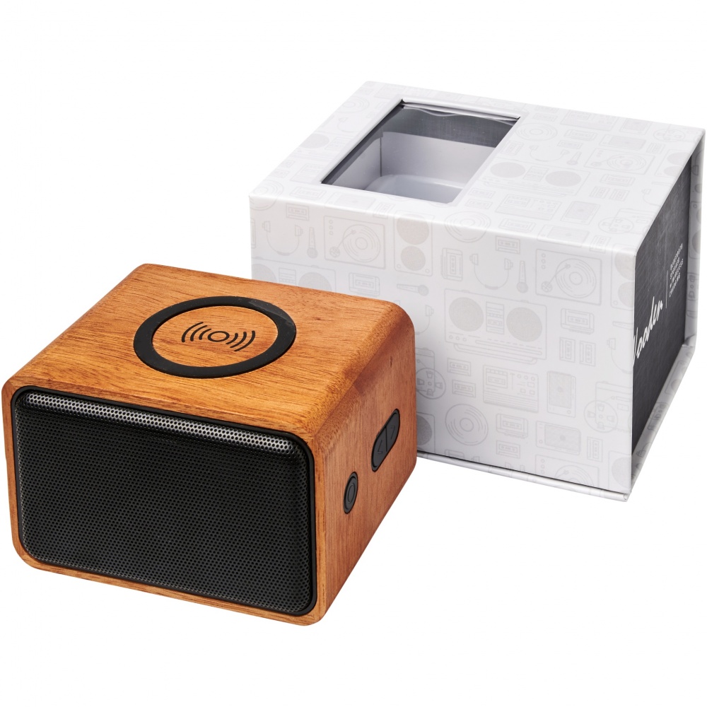 Logotrade promotional merchandise photo of: Wooden 3W speaker with wireless charging pad