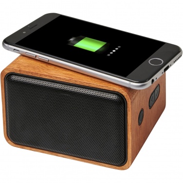 Logo trade promotional merchandise photo of: Wooden 3W speaker with wireless charging pad