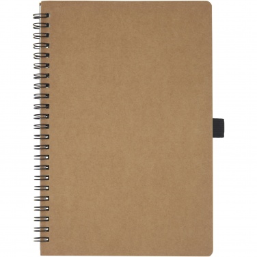 Logo trade promotional item photo of: Cobble A5 wire-o recycled cardboard notebook with stone paper