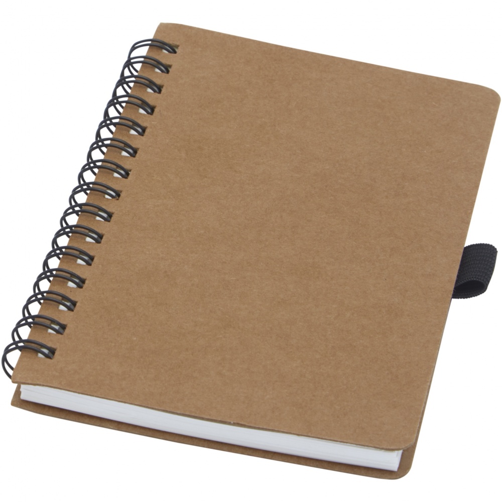 Logo trade corporate gift photo of: Cobble A6 wire-o recycled cardboard notebook with stone paper