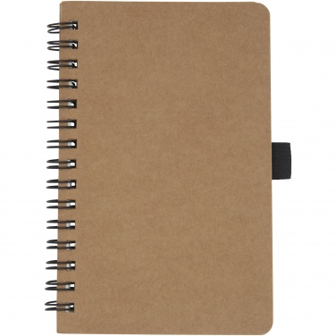 Logo trade advertising product photo of: Cobble A6 wire-o recycled cardboard notebook with stone paper