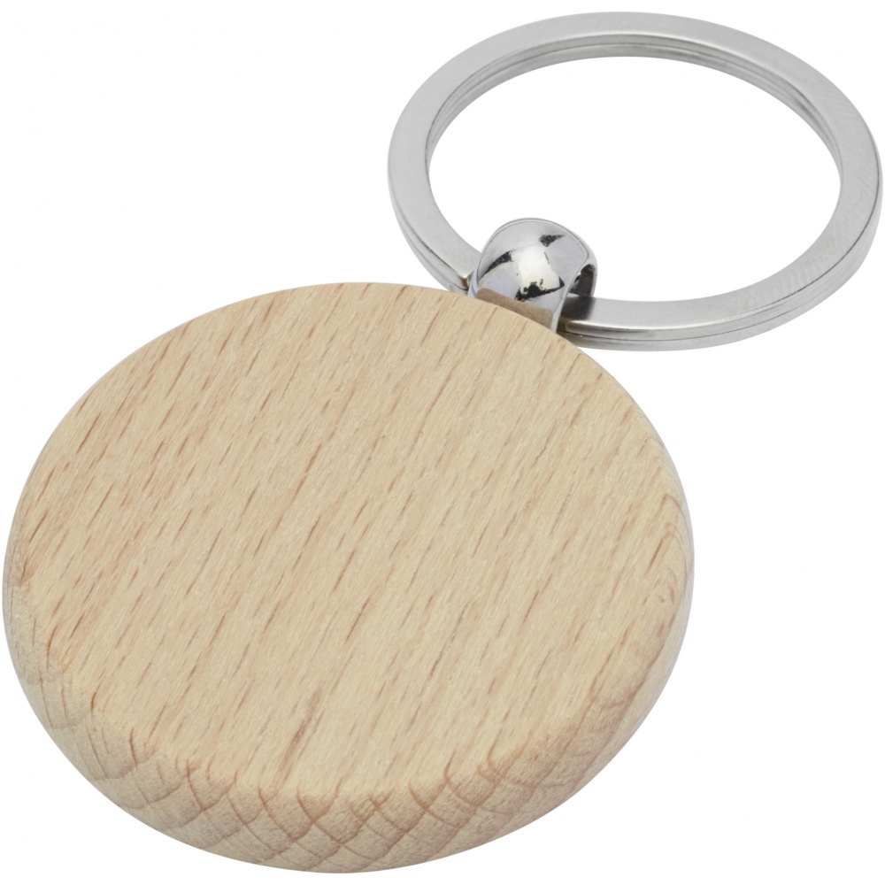 Logo trade promotional gifts image of: Giovanni beech wood round keychain