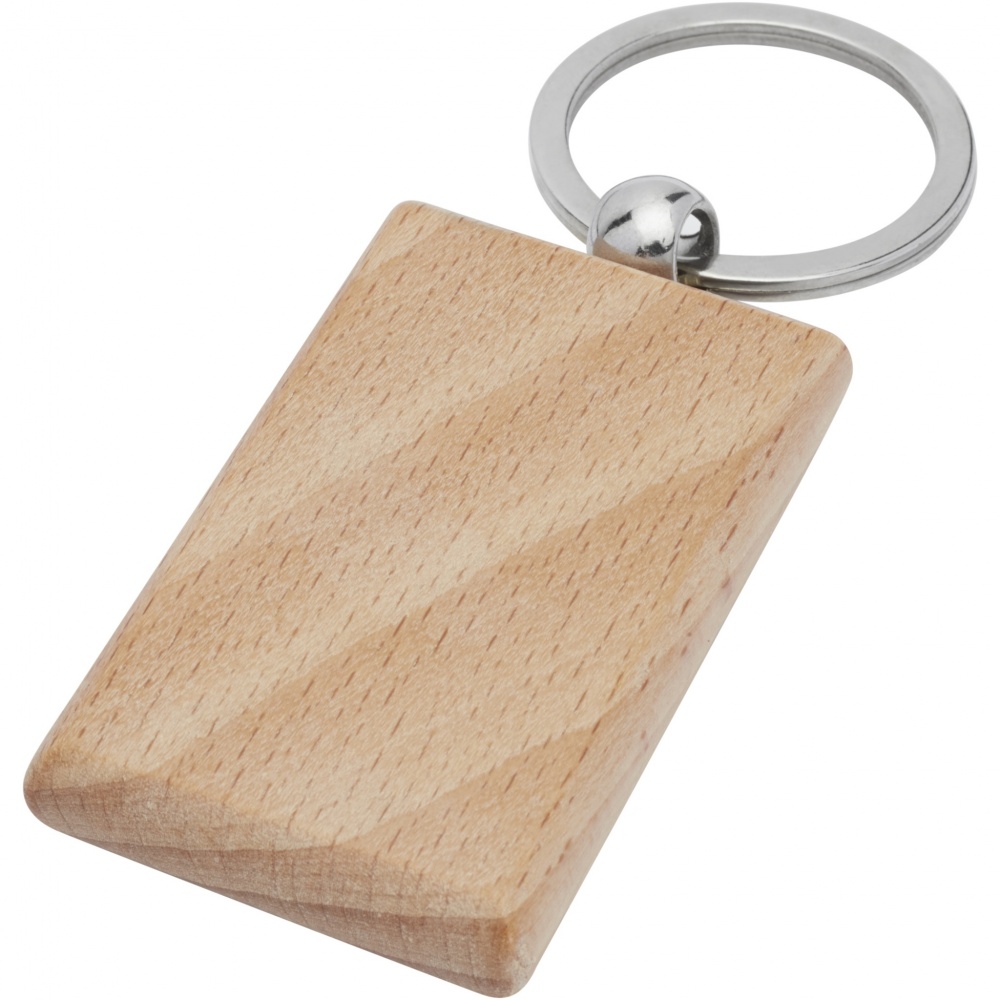 Logo trade promotional items image of: Gian beech wood rectangular keychain