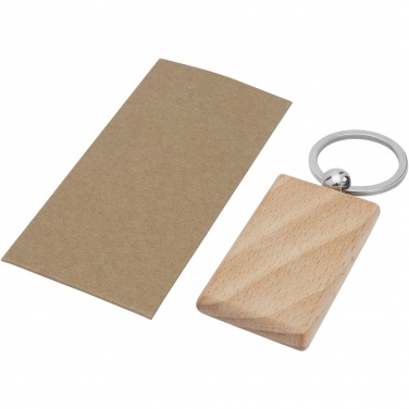 Logo trade promotional product photo of: Gian beech wood rectangular keychain