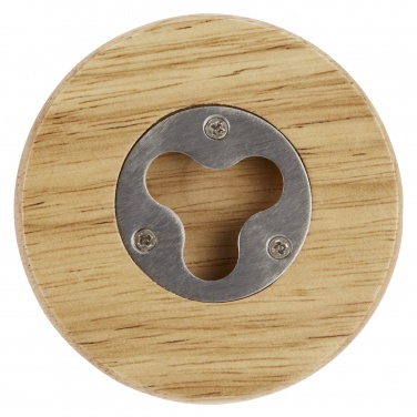 Logo trade business gifts image of: Scoll wooden coaster with bottle opener