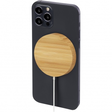 Logotrade promotional giveaway image of: Atra 10W bamboo magnetic wireless charging pad