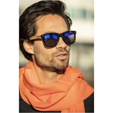 Logo trade corporate gifts picture of: Hiru rPET/wood mirrored polarized sunglasses in gift box