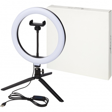 Logo trade promotional products image of: Studio ring light for selfies and vlogging with phone holder and tripod