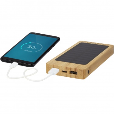 Logo trade promotional products picture of: Alata 8000 mAh bamboo solar power bank