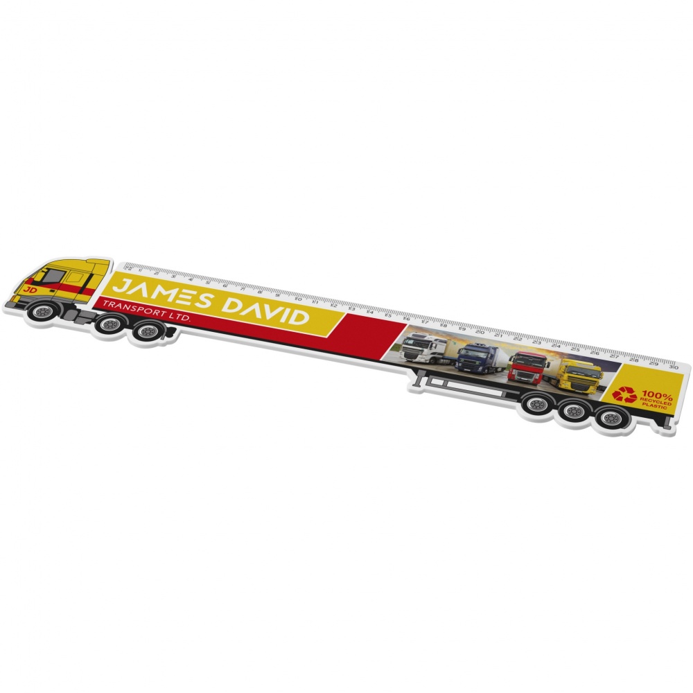 Logo trade promotional giveaway photo of: Tait 30cm lorry-shaped recycled plastic ruler