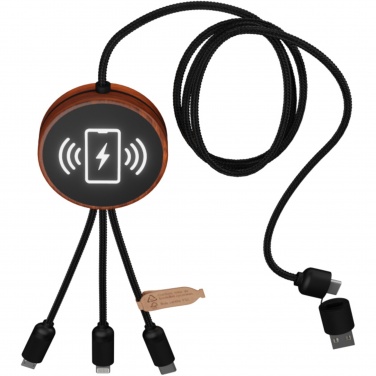 Logo trade business gift photo of: SCX.design C40 5-in-1 rPET light-up logo charging cable and 10W charging pad