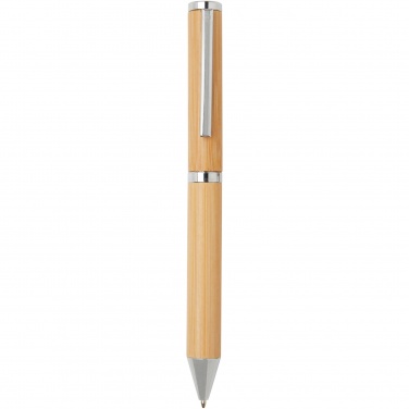 Logo trade promotional giveaways image of: Apolys bamboo ballpoint and rollerball pen gift set 