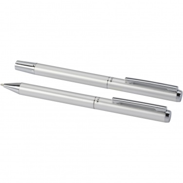 Logo trade corporate gifts image of: Lucetto recycled aluminium ballpoint and rollerball pen gift set