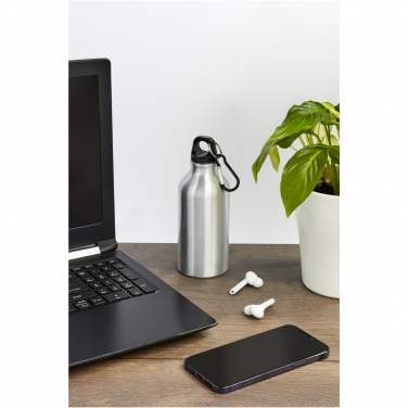 Logo trade promotional items image of: Oregon 400 ml RCS certified recycled aluminium water bottle with carabiner