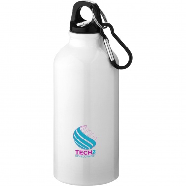 Logo trade promotional products picture of: Oregon 400 ml RCS certified recycled aluminium water bottle with carabiner