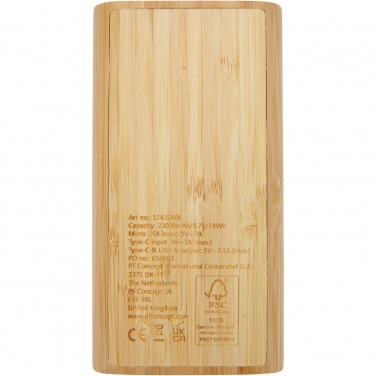 Logotrade promotional merchandise photo of: Tulda 20.000 mAh bamboo power bank
