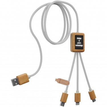 Logotrade promotional giveaways photo of: SCX.design C39 3-in-1 rPET light-up logo charging cable with squared bamboo casing