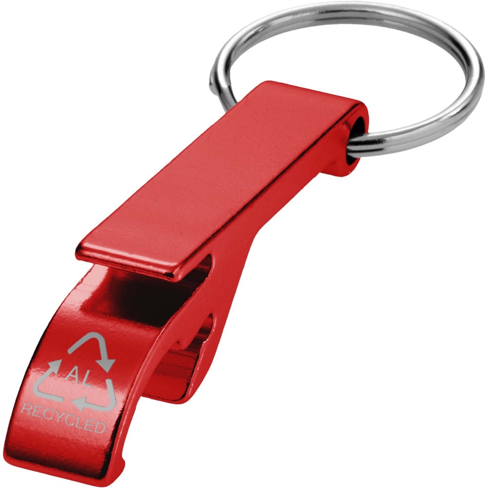 Logo trade corporate gifts image of: Tao RCS recycled aluminium bottle and can opener with keychain 