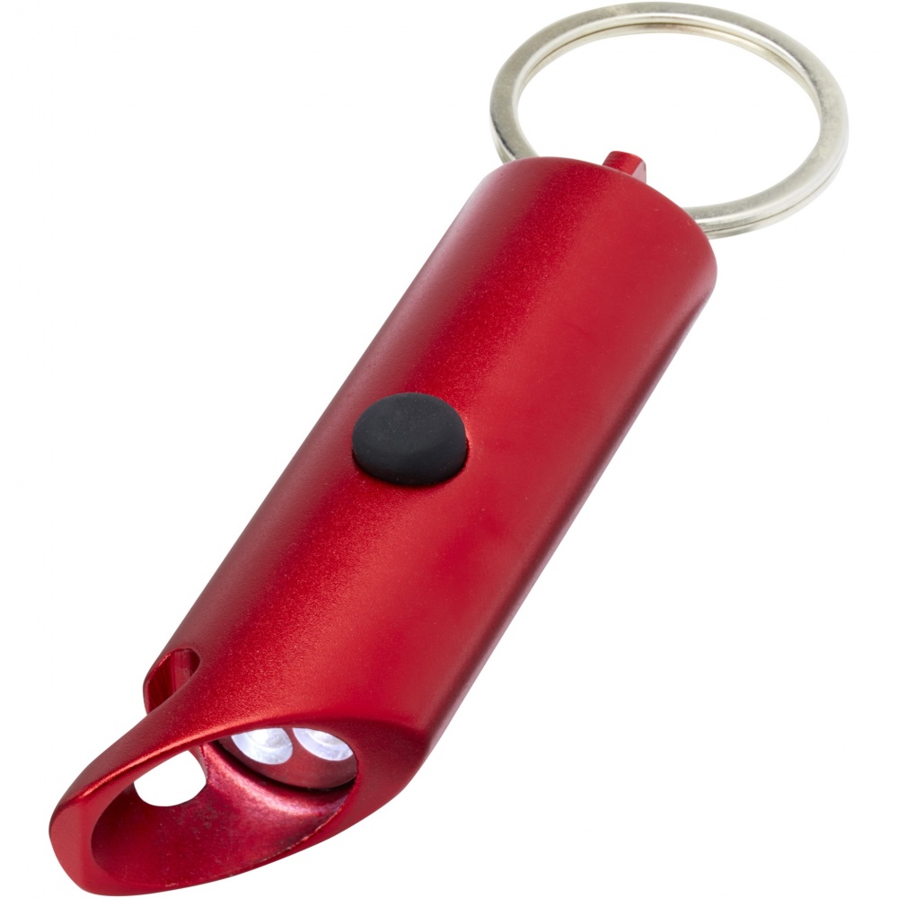 Logo trade promotional item photo of: Flare RCS recycled aluminium IPX LED light and bottle opener with keychain