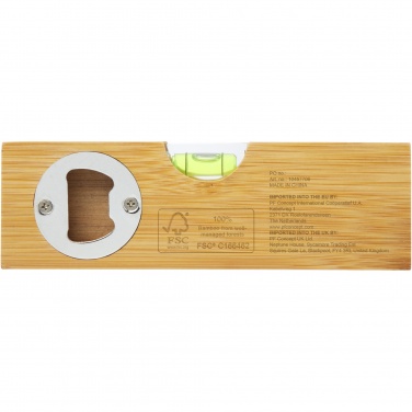 Logotrade promotional item picture of: Flush bamboo spirit level with bottle opener