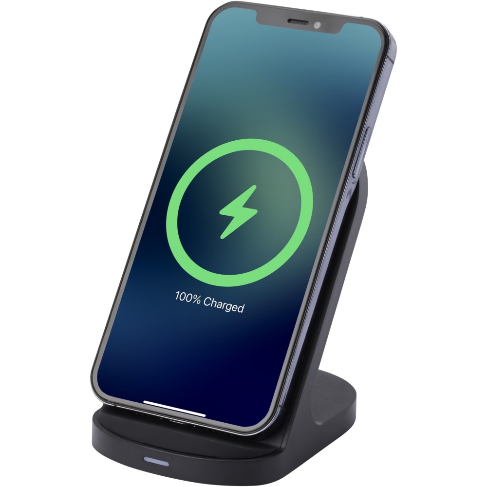 Logotrade promotional giveaway picture of: Loop 15W dual coil RCS recycled plastic wireless charging stand