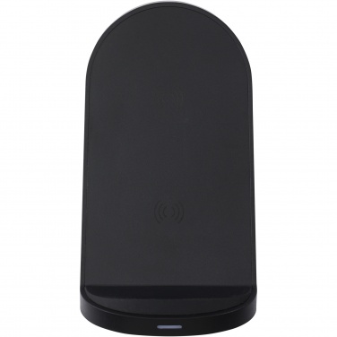 Logo trade promotional merchandise picture of: Loop 15W dual coil RCS recycled plastic wireless charging stand