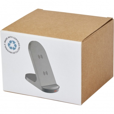 Logo trade business gift photo of: Loop 15W dual coil RCS recycled plastic wireless charging stand