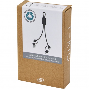 Logo trade corporate gifts image of: Connect 6-in-1 RCS recycled aluminium 45W quick charge & data transfer cable