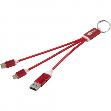 Logotrade promotional gift picture of: Metal 4-in-1 recycled aluminium charging cable with keychain