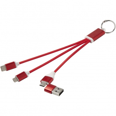 Logotrade advertising products photo of: Metal 4-in-1 recycled aluminium charging cable with keychain