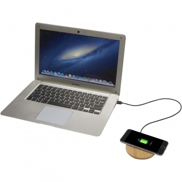 Logo trade promotional products image of: Essence 15W bamboo wireless charging pad