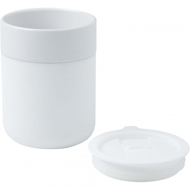 Logo trade promotional gifts picture of: Java 330 ml ceramic tumbler with silicone wrap and plastic lid