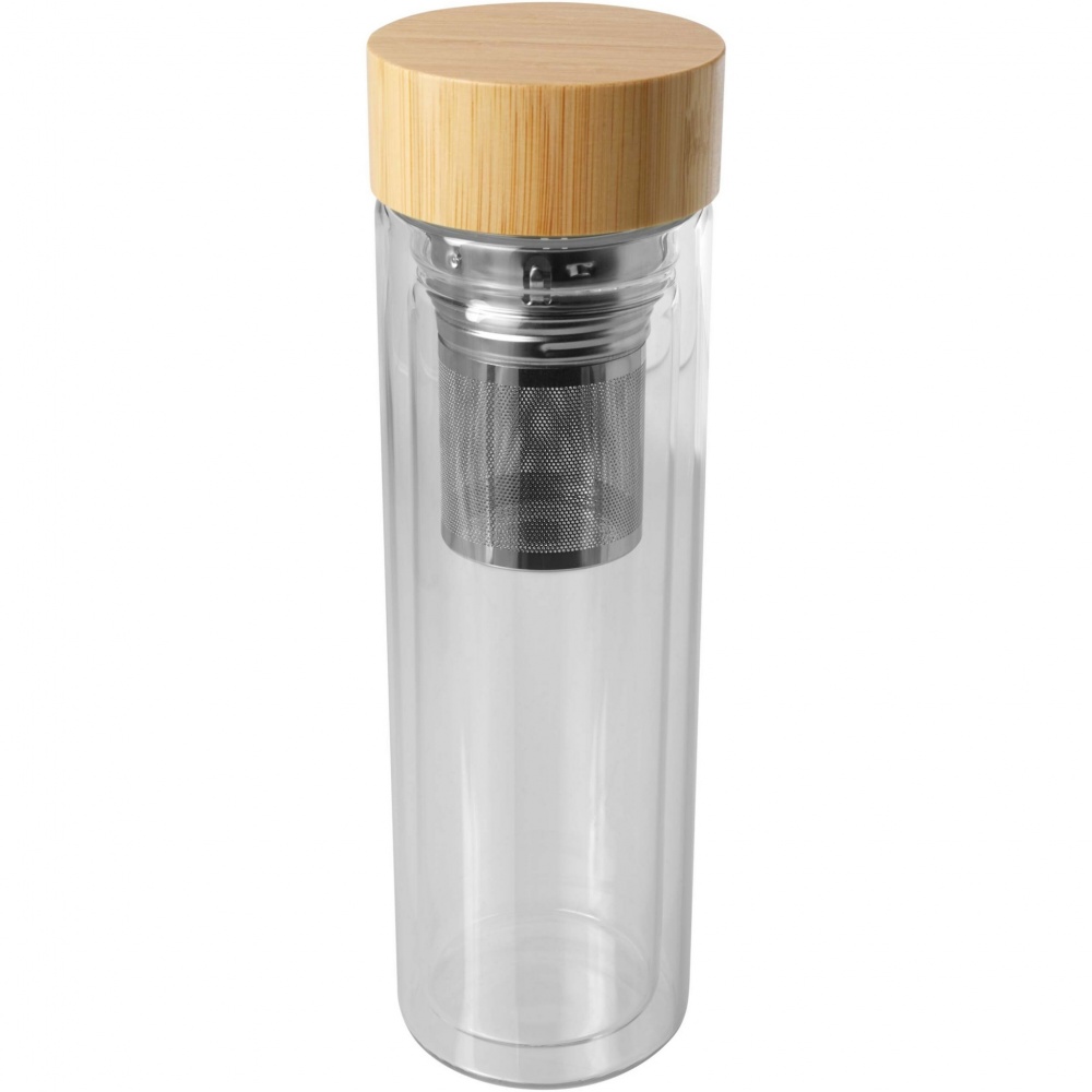 Logo trade promotional items picture of: Bailey 400 ml borsilicate glass infuser bottle with bamboo lid