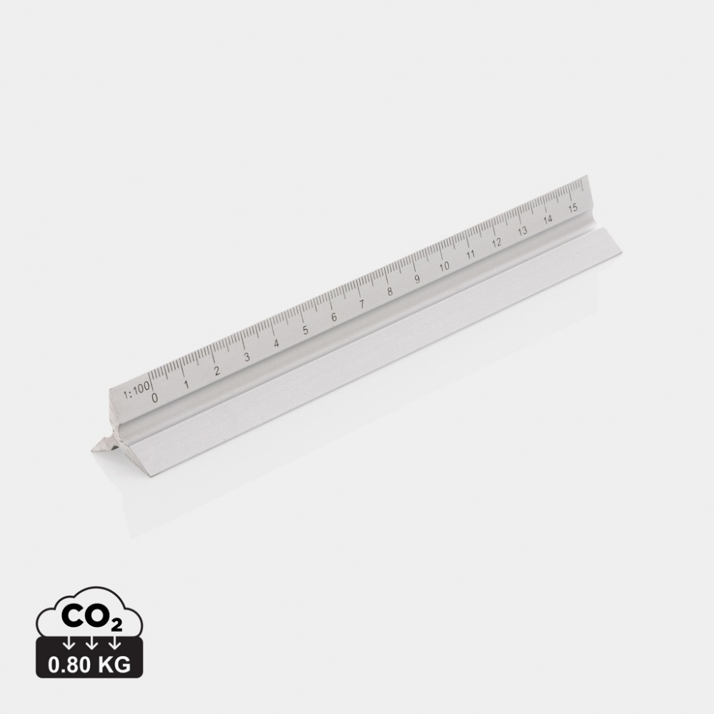 Logo trade promotional gifts image of: 15cm. Aluminum triangular ruler