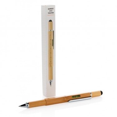 Logo trade promotional merchandise photo of: Bamboo 5-in-1 toolpen