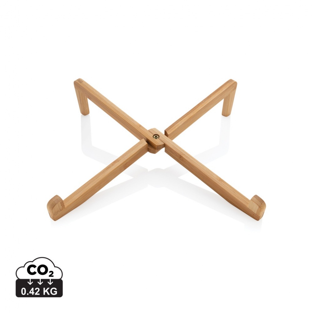 Logo trade promotional giveaways image of: Bamboo portable laptop stand