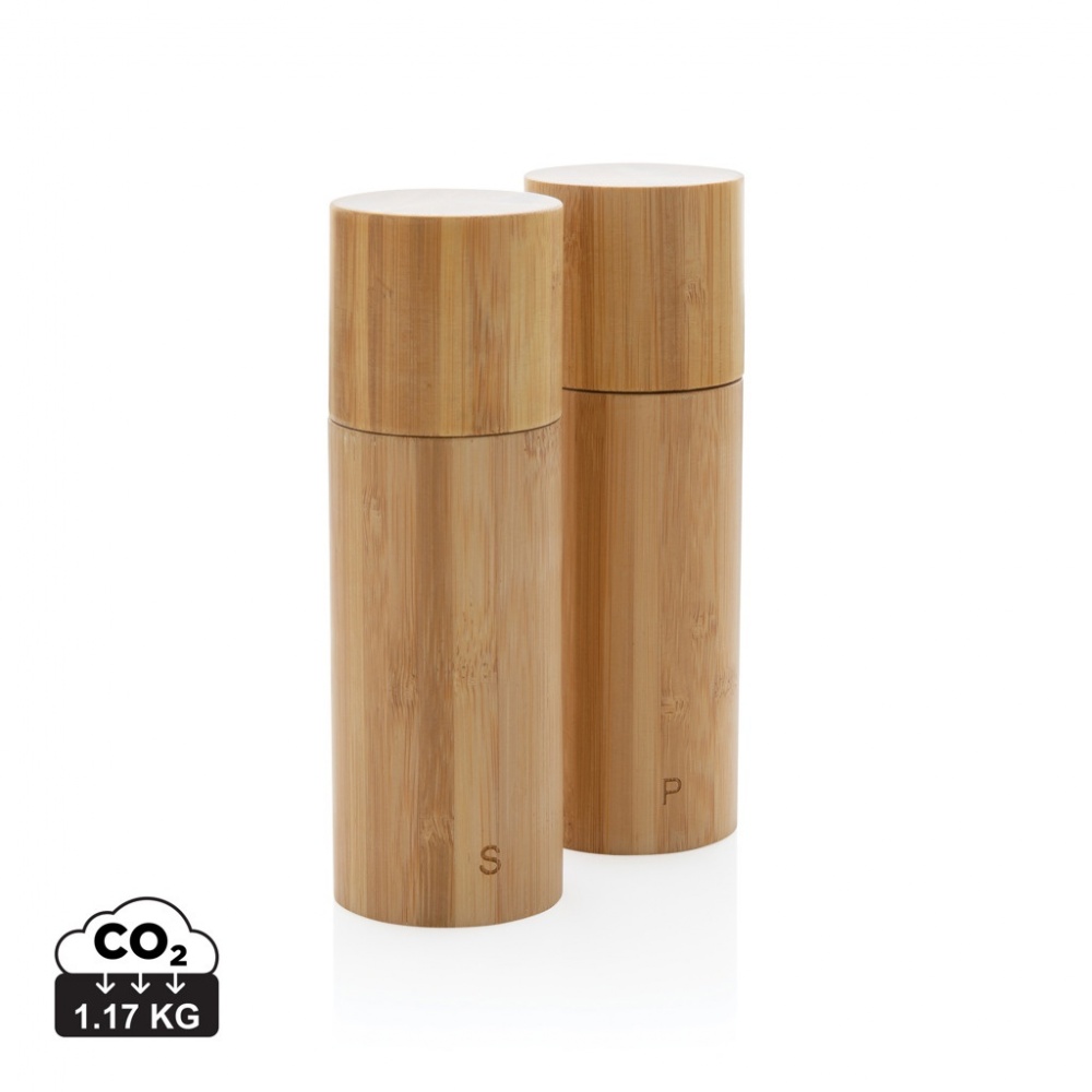 Logo trade business gifts image of: Ukiyo bamboo salt and pepper mill set