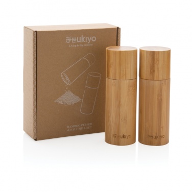 Logotrade promotional giveaway image of: Ukiyo bamboo salt and pepper mill set